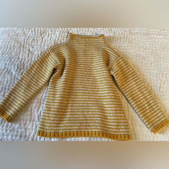 BABAA Jumper No6 In Ochre Striped Wool Sweater Mock Neck Iconic No 6 One Size - Picture 6 of 16